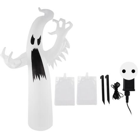 Aufblasbarer Halloween-Geist mit mehrfarbigen LED-Lichtern für den Garten – IP44 wasserdicht – Außendekoration mit 220–240-V-EU-Stecker