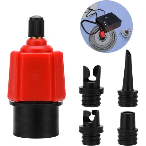 Aufblasbarer Luftadapter-Pumpenkonverter, 4 konventionelle Standard-Luftventilaufsätze für Schlauchboote, Stand-Up-Paddle-Boards, aufblasbare Betten usw.