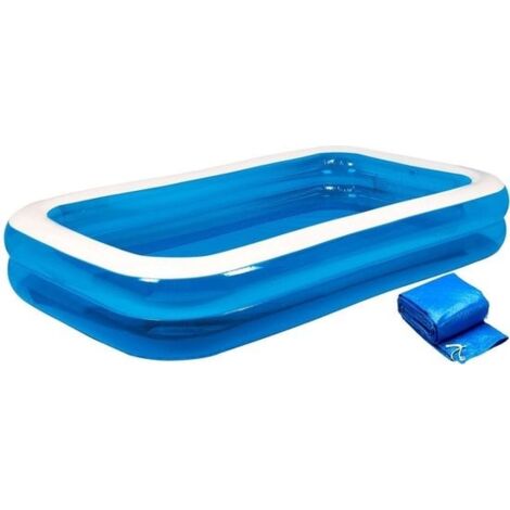 Aufblasbarer Pool - Rechteck - 305x183x50 cm - blau - mit Deckel