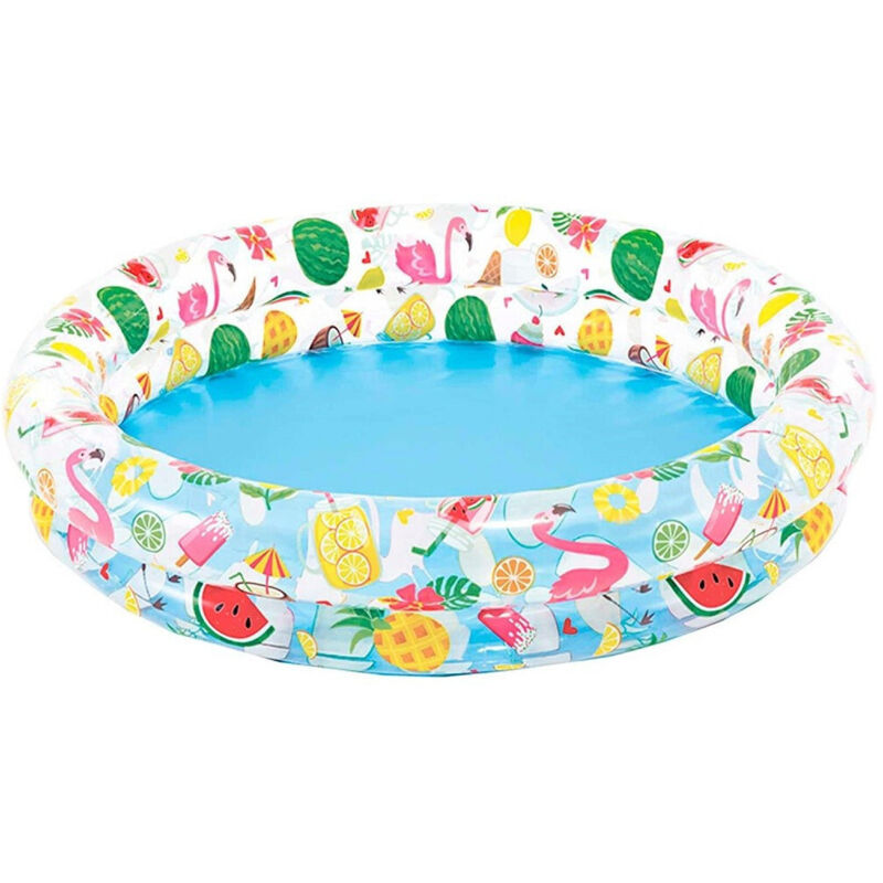 Trade Shop - Piscina Gonfiabile Frutti Estivi Multicolore 2 Anelli Rotonda 122 X 25 Cm 59421 -