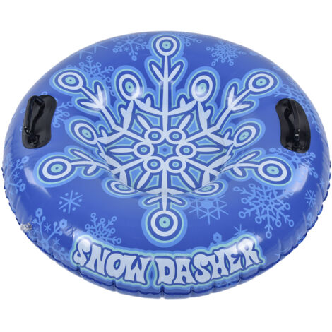 Aufblasbarer PVC-Skischlauch für Erwachsene, robuster 200 kg Gleitring, Sicherheitsgriff, blau und weiß, für Familien.