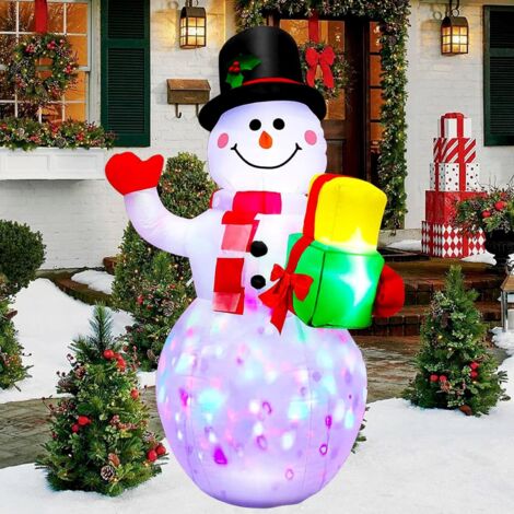 Aufblasbarer Schneemann als Weihnachtsdekoration, 1,5 m groß, mit verbesserter, rotierender LED-Beleuchtung, geeignet für drinnen und draußen, Garten, Rasen, Weihnachtsfeier, schnell aufblasbar