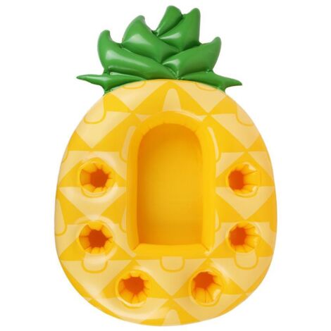 Aufblasbarer, schwimmender Getränkehalter im Avocado- und Ananas-Design aus PVC mit mehreren Öffnungen für Pool, Party und Strand, ideal für Handy und Brille.