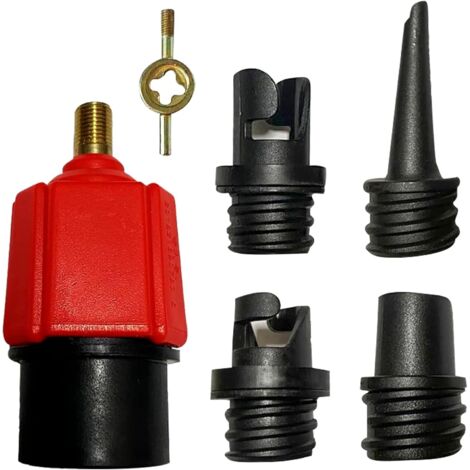Aufblasbarer Ventiladapter, Luftventil-Düsenadapter, mit 4 Düsen Sup-Pumpenadapter, Luftventiladapter für Kajaks, Schlauchboote, SUP-Paddel, Fischerboote