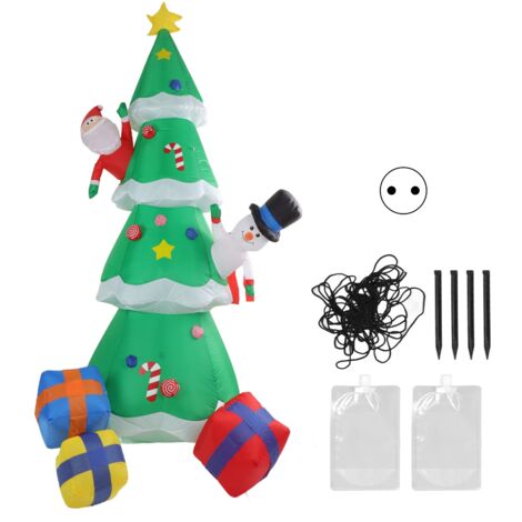 Aufblasbarer Weihnachtsbaum mit 15 LEDs und Geschenkboxen für den Innen- und Außenbereich, 100–240 V EU-Stecker