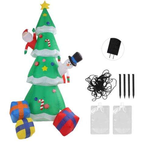 Aufblasbarer Weihnachtsbaum mit 15 LEDs und Geschenken für Garten und Innenräume, 100–240 V US-Stecker