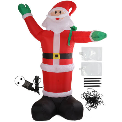 Aufblasbarer Weihnachtsmann (2,4 m) mit LED-Beleuchtung – Weihnachtsdekoration für Garten und Haus – Beleuchtete Geschenktüte – 100–240 V (EU)