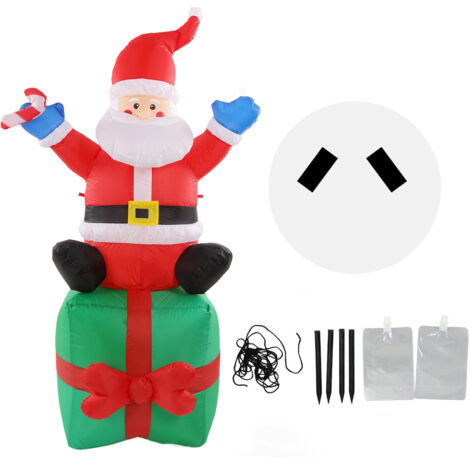 Aufblasbarer Weihnachtsmann, aufblasbarer Weihnachtsmann auf einer Kiste, Gartendekoration, Sonderangebot mit LED-Beleuchtung für Weihnachten, Weihnachtsfeier, Dekoration
