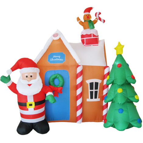 Aufblasbarer Weihnachtsmann, Weihnachtsbaumbeleuchtung und Gasmodell-Dekoration