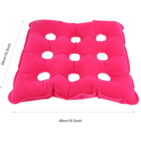 Aufblasbares Anti-Dekubitus-Kissen, PVC, Blau/Rosa, 49 cm x 49 cm, ergonomisch, mit Luftlöchern, weicher Bezug mit Luftpumpe