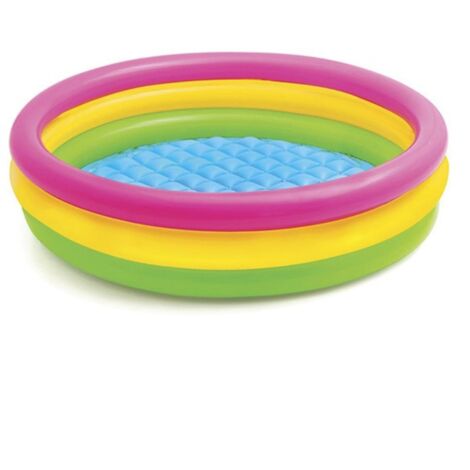 Aufblasbares Babybecken 60 cm, 90 cm, 114 cm, Regenbogenfarben, rundes PVC-Planschbecken für Kinder mit Pumpe