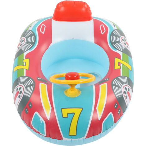 Aufblasbares Boots-Schwimmboot mit Steuerrad, auslaufsicherem PVC, Beinöffnung, Kinderschwimmhilfe für den Sommer, blauer Boden