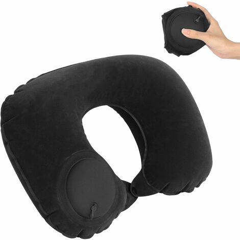 SERBIA Aufblasbares Reisekissen, Nackenkissen für Reisen, aufblasbares Nackenkissen für Reisen, Flugzeugkissen, aufblasbares Kissen, Flugzeugkissen für Nacken, Taille, Rücken und Campingkissen (schwarz)