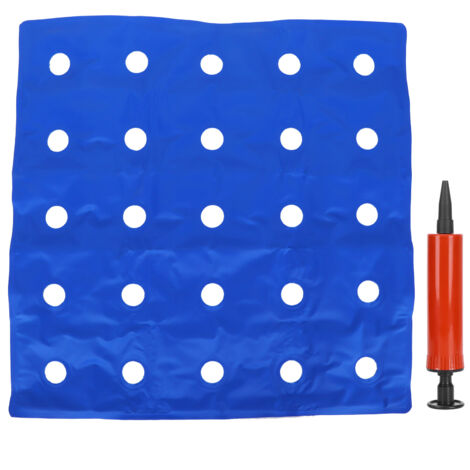 Aufblasbares Sitzkissen, ergonomisches Kissen für Rollstuhl und Büro, blaues PVC, 46 x 46 cm, mit Pumpe