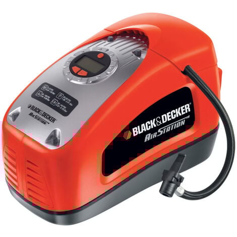 BLACK & DECKER AufblasgerÃ¤t-Kompressor kabelgebunden - 11 Bar - 160 PSI - 220 V oder ZigarettenanzÃ¼nder 12V - Mit 1 Nadel und 2 AufsÃ¤tzen (ASI300-QS)