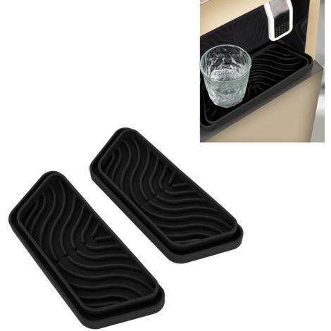 Auffangschale für Kühlschrankwasser – Trapezförmige, rutschfeste Silikonschale – Passend für GE/Samsung – 2 Stück, Schwarz, 20,8 x 7,9 cm