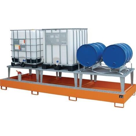 Auffangwanne 1000l L3850xB1460xH780mm Stahlbl.m.Gitterrost gelborange BAUER