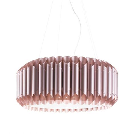 Aufhängung 3 Lichter Rosa Metall in verchromtem Metall cm. 60 x 31 Std