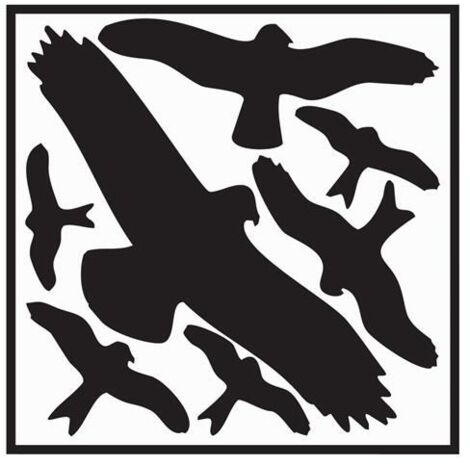Aufkleber L290xB320 mm Vogelschutzset, Vogelsymbole Folie selbstklebend
