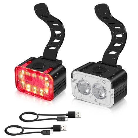 Aufladbares Fahrrad-Vorder- und Rücklicht per USB, wasserdicht nach IPX6, leistungsstarke LED-Beleuchtung für Mountainbikes und Stadtfahrten