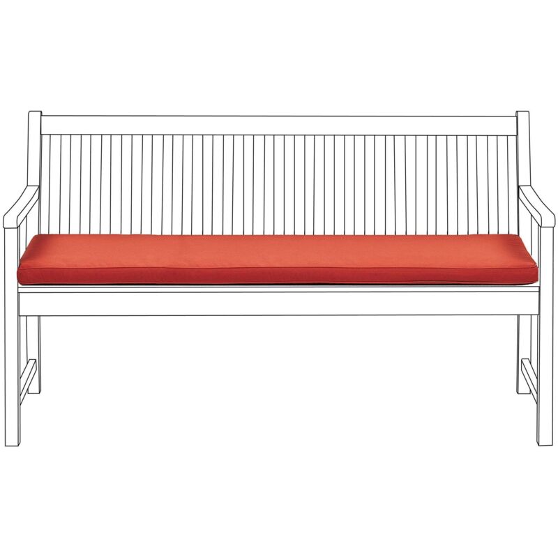 Beliani Auflage Für Gartenbank 160 Cm Rot Polyester Mit Befestigungsbändern Und Reißverschluss Gartenausstattung Sitzkissen