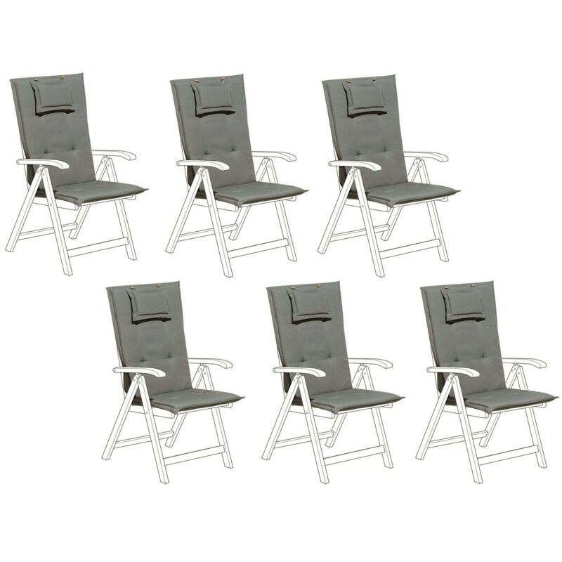 Beliani Sitzauflagen 6er Set Java/amantea 50 X 70 Cm Grau