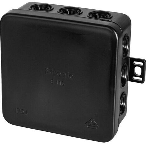 Aufputz-Abzweigkasten, IP54, schwarz - Maße 85 x 85 x 40 mm