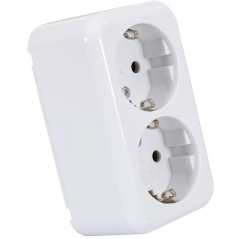 Aufputz-Doppelsteckdose Typ F Schuko  Weiß