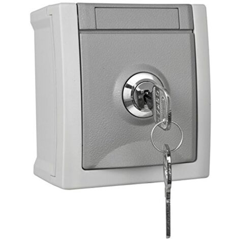 AUFPUTZ SCHUKO STECKDOSE GRAU ABSCHLIEßBAR (SCHLIEßUNG NR 4) FÜR
