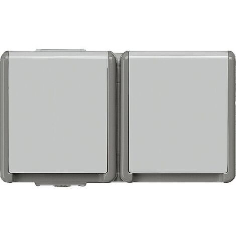 Aufputz-SCHUKO-Steckdose, waagerecht, IP44 - 75 x 134 x 54 mm - 2-fach