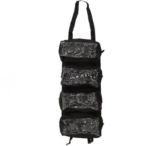 Aufrollbare Werkzeugtasche aus 600D Oxford-Gewebe mit herausnehmbaren Fächern für Elektriker, professionelle schwarze Aufbewahrung.