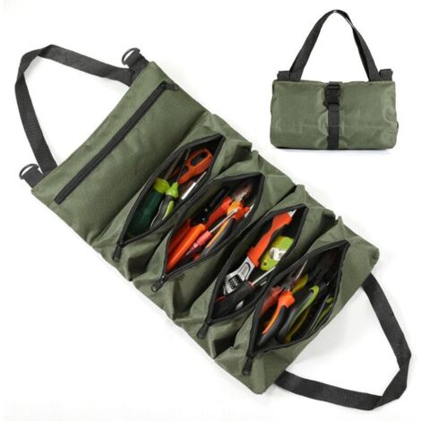 Aufrollbare Werkzeugtasche aus Canvas, tragbarer Multifunktions-Werkzeugkasten, Werkzeugtasche für Rücksitz und Hängehalterung, rollbare Werkzeugtasche, leerer Werkzeugkasten