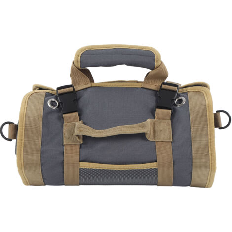 Aufrollbare Werkzeugtasche aus Oxford-Gewebe, tragbar und multifunktional, für Elektriker, Klempner und Schreiner (grau).