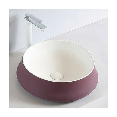 Aufsatzbecken Bernstein KW6188 Keramik 45,5x45,5x15cm Violett/Weiß mit Blende Chrom