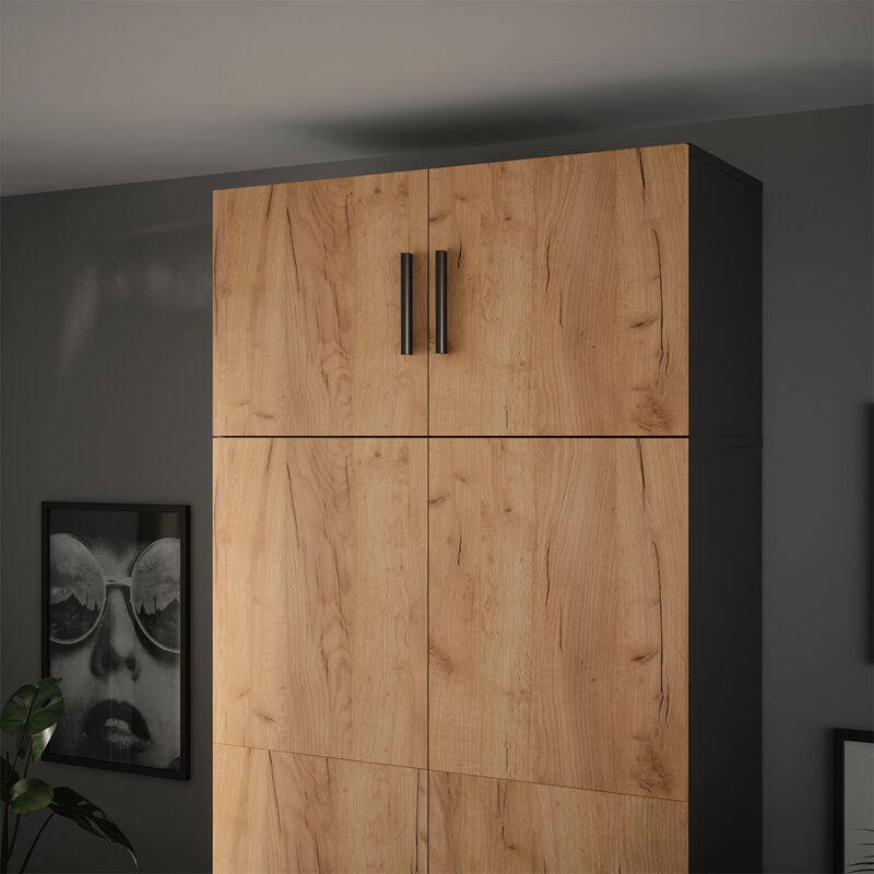 Aufsatzmodul Ingo, Anthrazit/goldkraft Eiche, 80 X 40 Cm Mit 2 Türen, Vicco