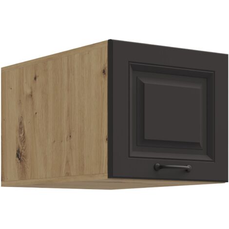 Aufsatzschrank Hochschrank 40 cm STILO Grau + Eiche Artisan Küchenzeile Küchenblock Küche Landhaus