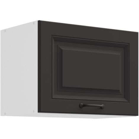 Aufsatzschrank Hochschrank 50 cm STILO Grau + Weiss Küchenzeile Küchenblock Küche Landhaus