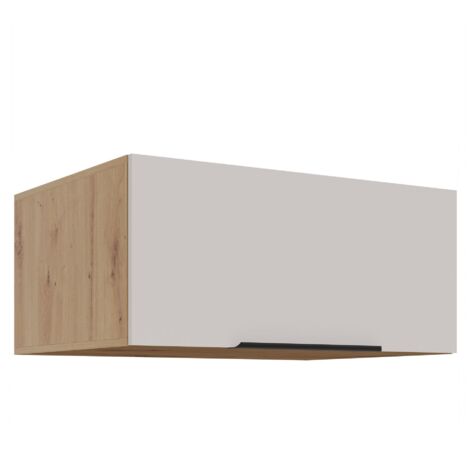 Aufsatzschrank Hochschrank 80 cm Küche SOLANO Kaschmir beige + Eiche Artisan matt Küchenzeile Küchenblock