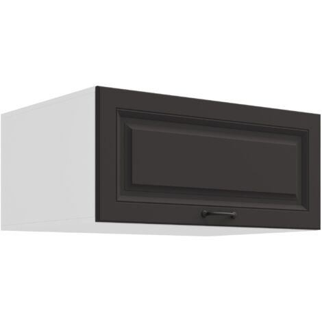 Aufsatzschrank Hochschrank 80 cm STILO Grau + Weiss Küchenzeile Küchenblock Küche Landhaus