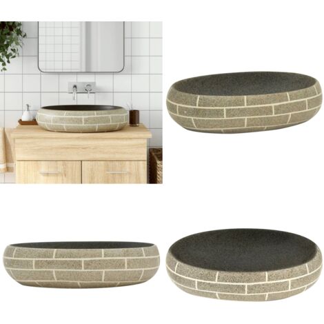 Aufsatzwaschbecken Mehrfarbig Oval 59x40x15 cm Keramik - Badezimmersanierung - Aufsetzwaschbecken - Keramikwaschbecken - Handgefertigtes Waschbecken - Designwaschbecken - Home & Living