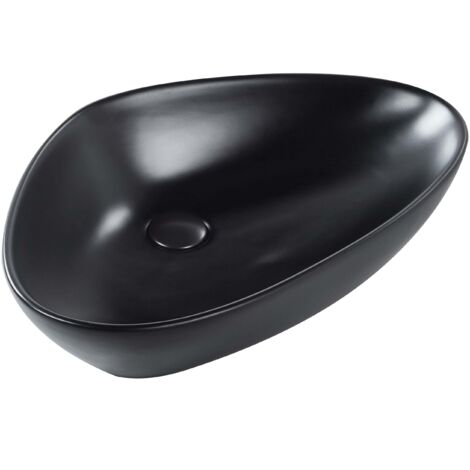 Aufsatzwaschbecken TIRIG 60 x 39 cm Keramik Schwarz