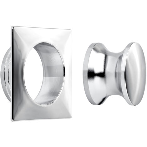 Aufschraubschloss Möbelschloss Caravan-Schloss Türschschloss Knopfset eckig 19 mm Chrom poliert
