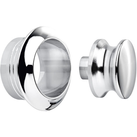 Aufschraubschloss Möbelschloss Türschschloss Caravan-Schloss Knopfset Midi 16 mm Chrom poliert
