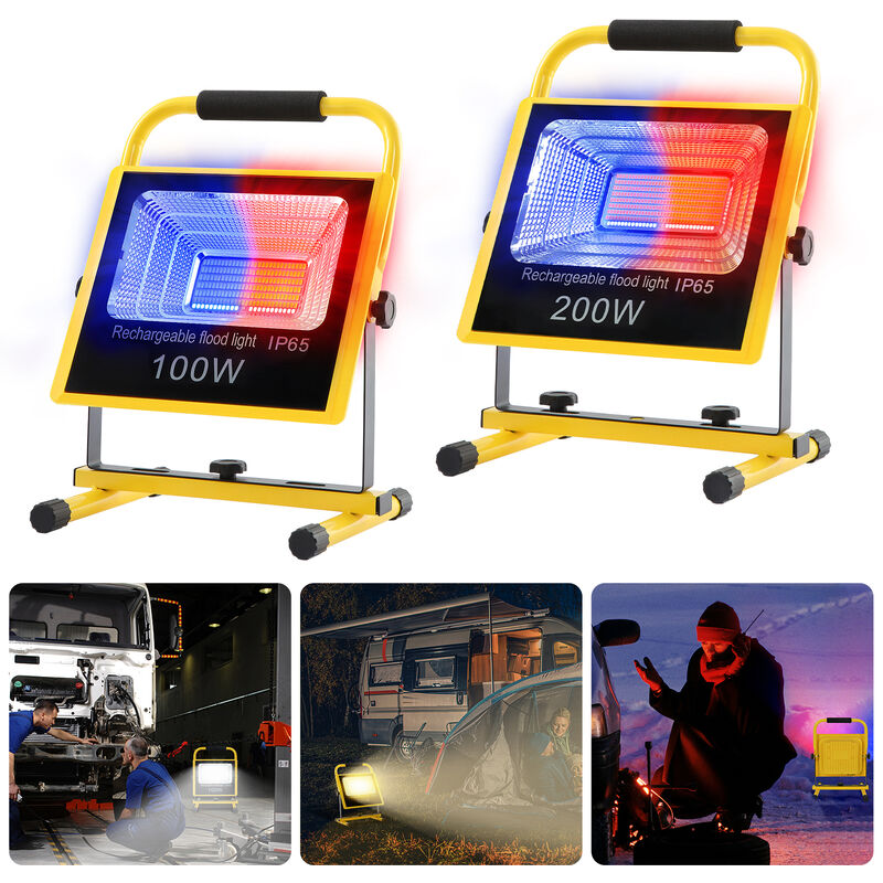 AUFUN 200W LED Batterie de projecteurs avec trépied de Red et bleu Flash blanc chaud