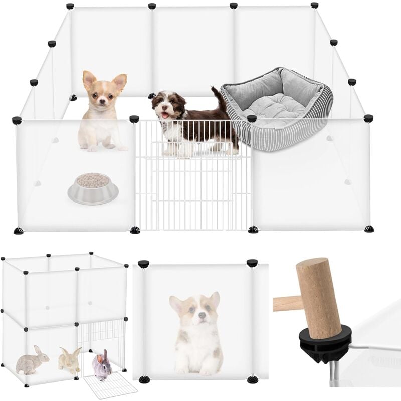 Aufun - Enclos grillagé en métal avec porte pour lapins