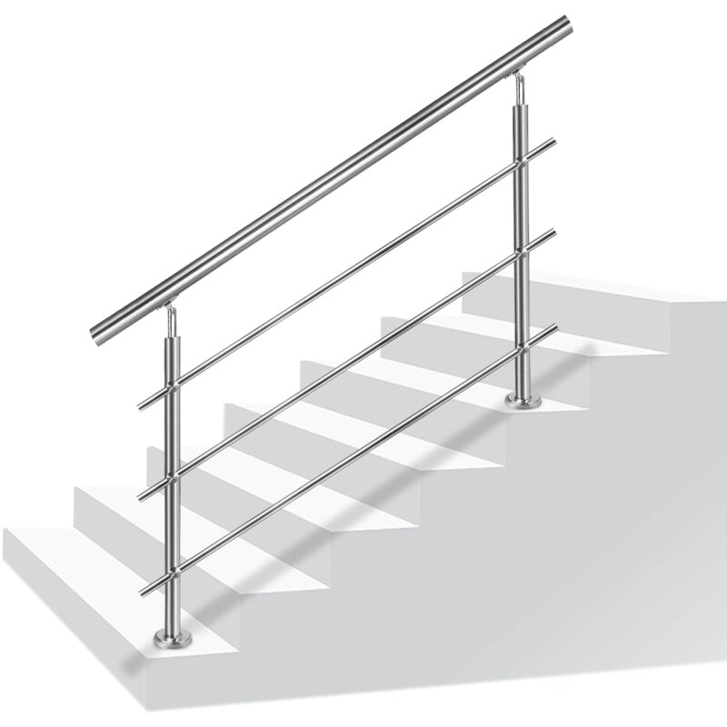 Aufun - 180cm Rampe D'Escalier Argent Garde Corps pour Escalier