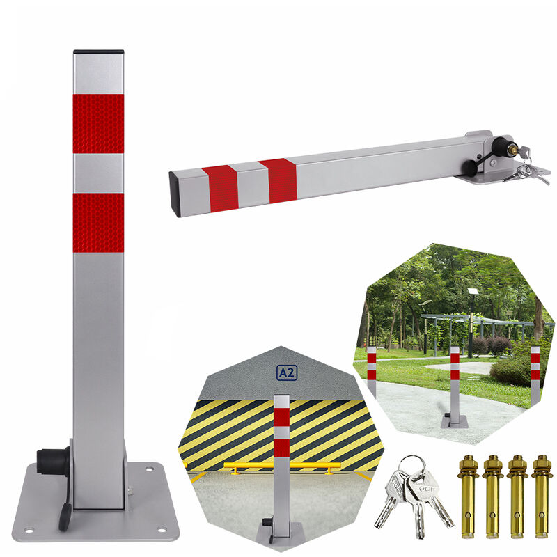 Parkwatch 60cm poteau de barrière de parking pliable avec bornes stables 3 clés - Aufun