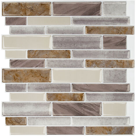 AUFUN 10x Dalle,Carrelage Adhesif Mural Salle de Bain,Plus Épaisse,Crédence adhésive pour Cuisine,Version Plus Adhésive,30x30cm
