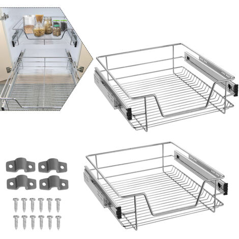 AUFUN 2 x tiroirs de Cuisine, Extension Armoire de Cuisine, armoires de Chambre, Panier Coulissant élastique, étagère de Cuisine Domestique, 50cm