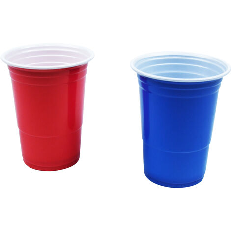 AUFUN 200 + 20 Ensemble de fête de bière Pong, Tasses de fête 100 Tasses Rouges + 100 Tasses Bleues + 20 balles de ping-Pong pour la fête et Le Jeu